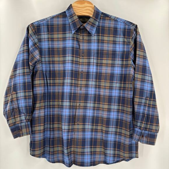 Orvis Signature Collection Mens XL Blue Brown Plaid 100% Wool Long Sleeve Shirt - Picture 5 of 6